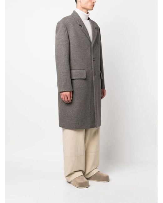 Rier Gray Single-Breasted Wool Coat for men