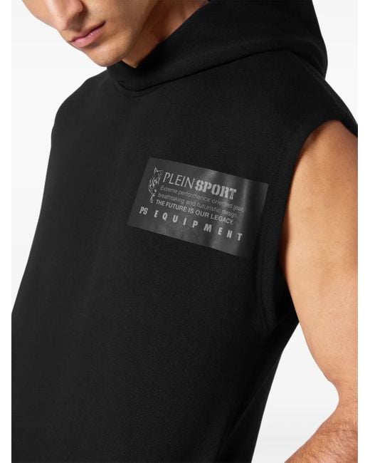 Philipp Plein Black Sleeveless Hoodie for men