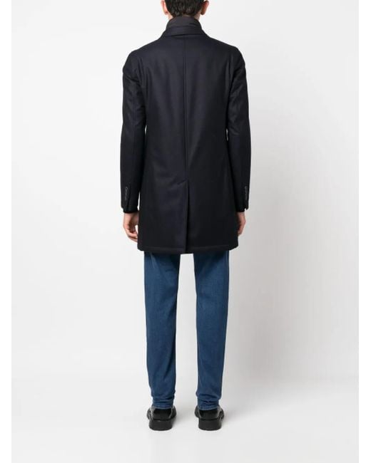 Herno Blue Classic Long Silhouette Coat for men