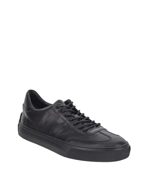 Tod's Black Debossed-Logo Lace-Up Sneakers for men