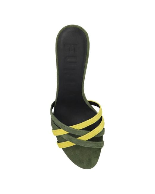 Furla Green Strap Heeled Sandals