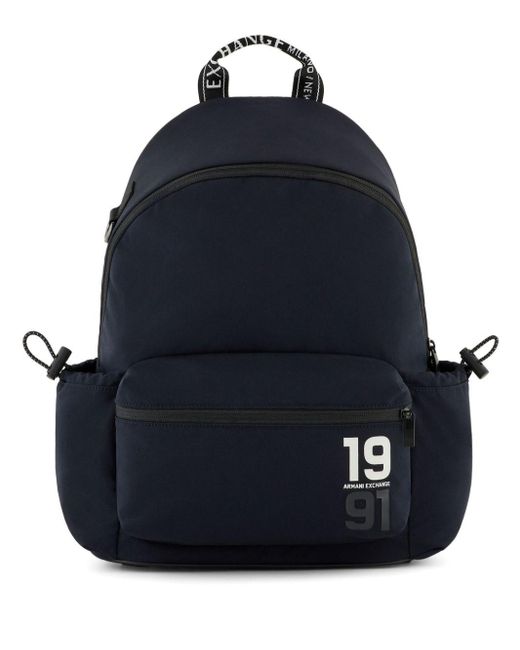Armani Exchange Blue Logo-print Backpack for men
