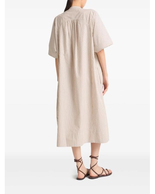 Yves Salomon Natural Striped Midi Dress