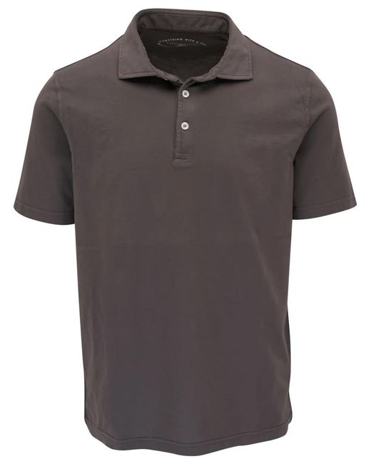 Fedeli Black Short-Sleeved Cotton Polo Shirt for men