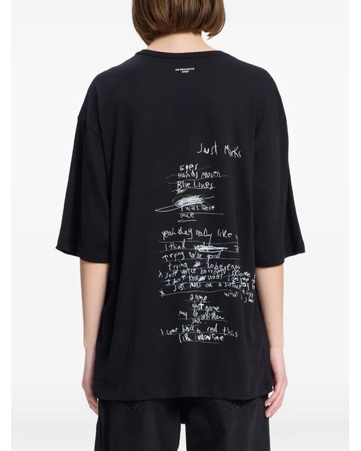 Ann Demeulemeester Black Brushed-Finish T-Shirt