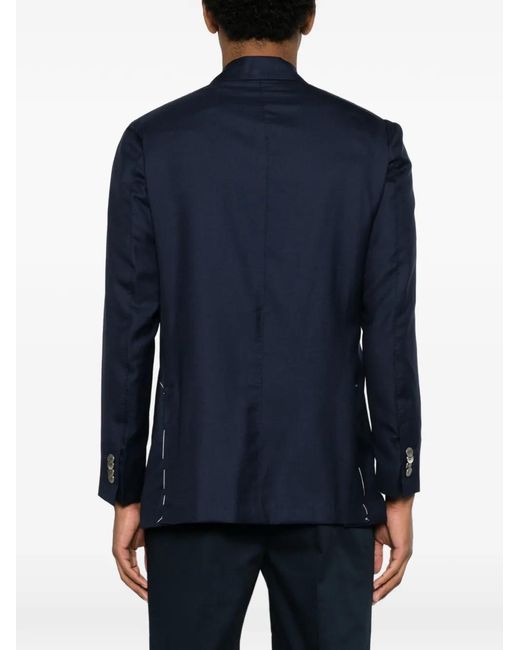 Sartorio Napoli Blue Double-Breasted Wool Blazer for men