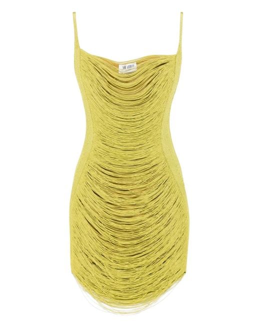 The Attico Yellow Fringed Mini Dress