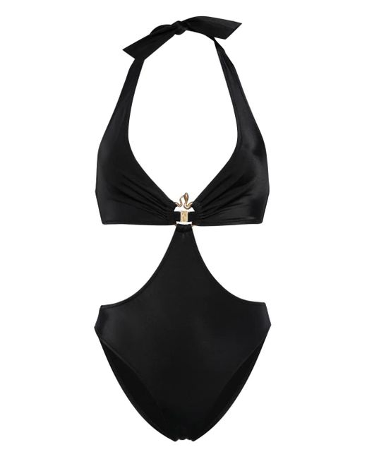 Just Cavalli Black Metallic-Snake One-Piece