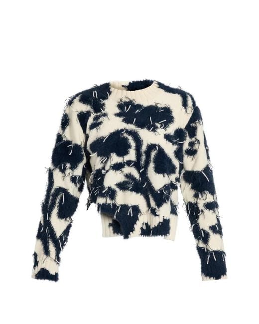 Erdem Blue Textured Floral-Knit Sweater