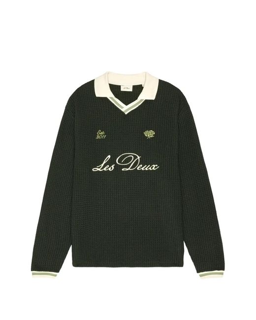 Les Deux Green Logo-Embroidered Waffle-Knit Sweater for men