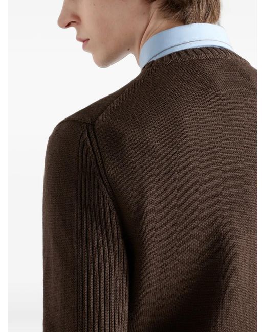 Prada Brown Wool Sweater for men