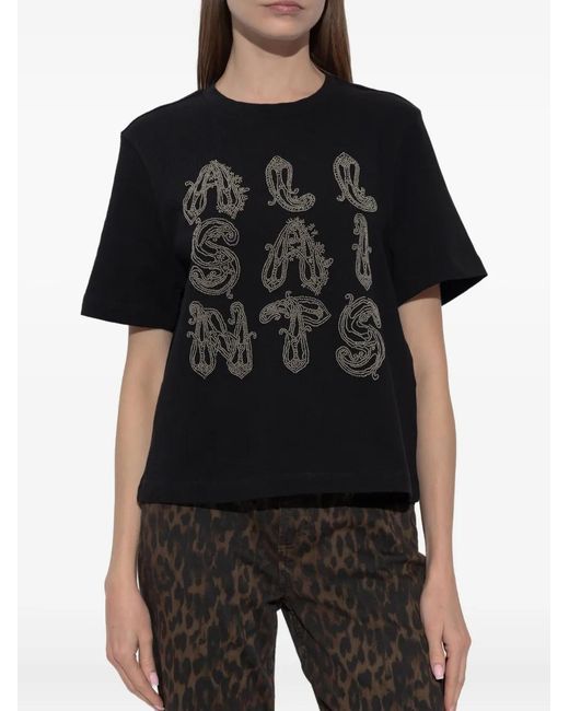 AllSaints Black Ella Lisa Beaded T-Shirt