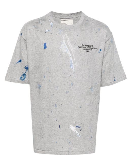 DOMREBEL Gray Fizz Paint-stain Cotton T-shirt for men