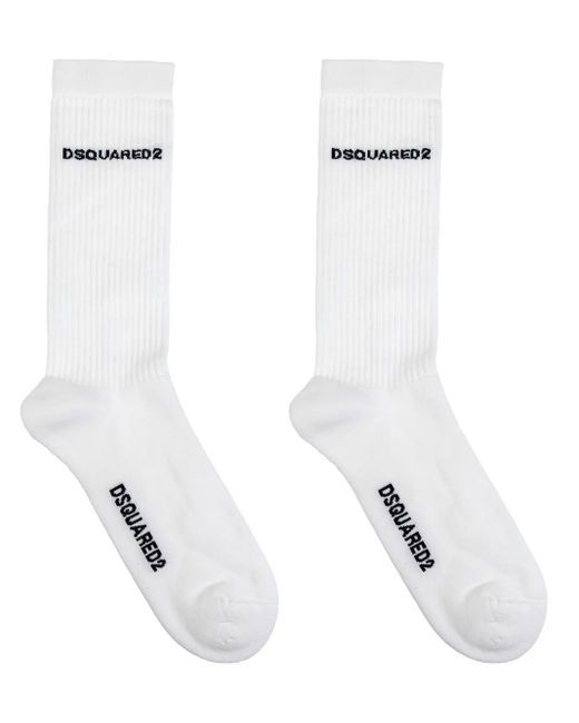 DSquared² White Logo Socks for men