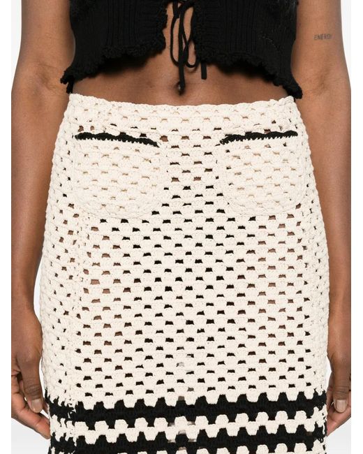 N°21 Natural Knitted-Construction Stripe-Detail Skirt