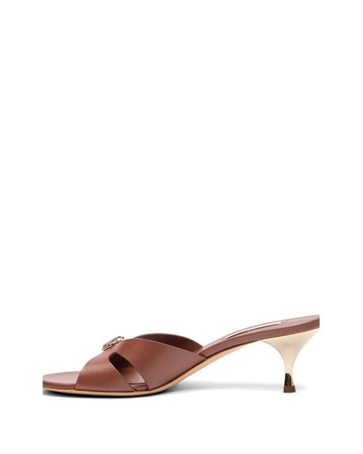 Casadei Pink Julia Buckle-Upper Leather Heeled Sandals