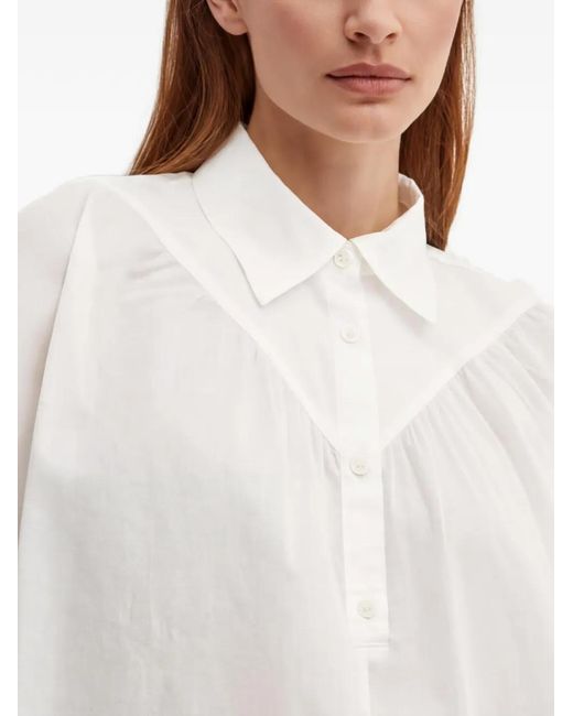 Sisley White Balloon-Sleeves Blouse