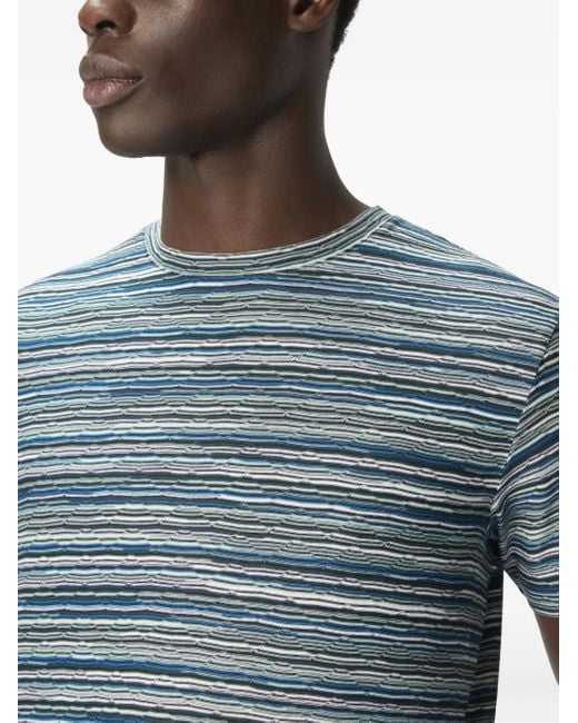 Missoni Blue Flame-Zigzag Pattern Crew-Neck T-Shirt for men