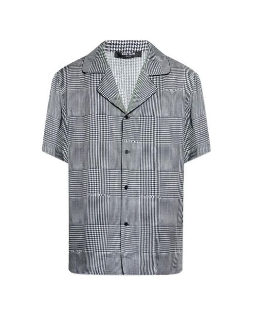 Balmain Gray Houndstooth-Pattern Shirt for men