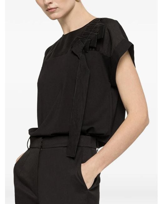 Nissa Black Bow Detail Blouse