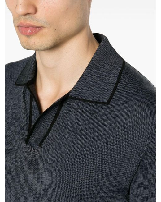Brioni Black Contrasting-trim Polo Shirt for men