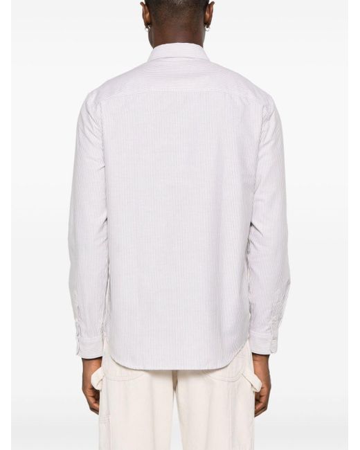 A.P.C. White Embroidered-logo Striped Shirt for men