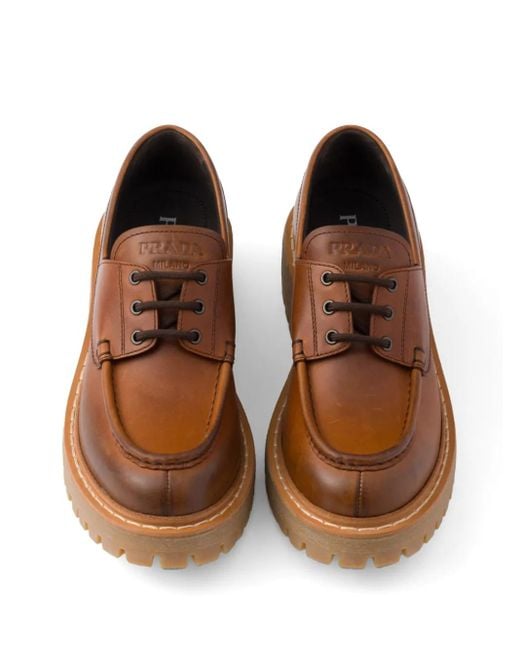 Prada Brown Loafer Mit Schnürung 45Mm