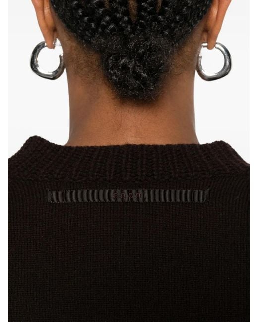 Sacai Black Pullover mit gerippten Bündchen