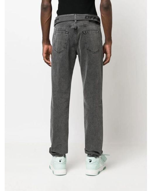 Off-White c/o Virgil Abloh Gray Off-white Industrial Belt Skinny Jeans Grey/black for men