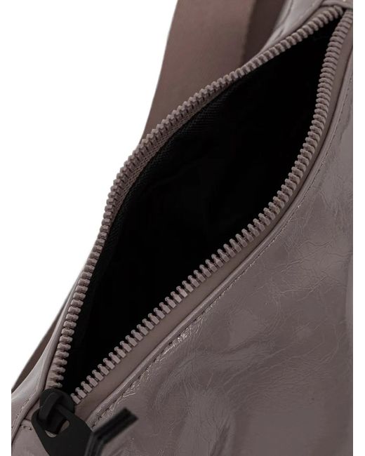 Rains White Mini Valera Crinkled-Finish Pouch-Detail Shoulder Bag