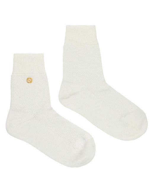 Gucci White Embellished Cotton-blend Socks