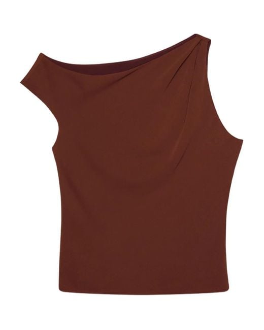 Calvin Klein Red One-Shoulder Draped Top