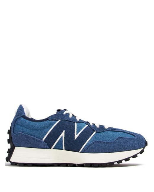 New Balance Blue Panelled Lace-Up 327 Sneakers