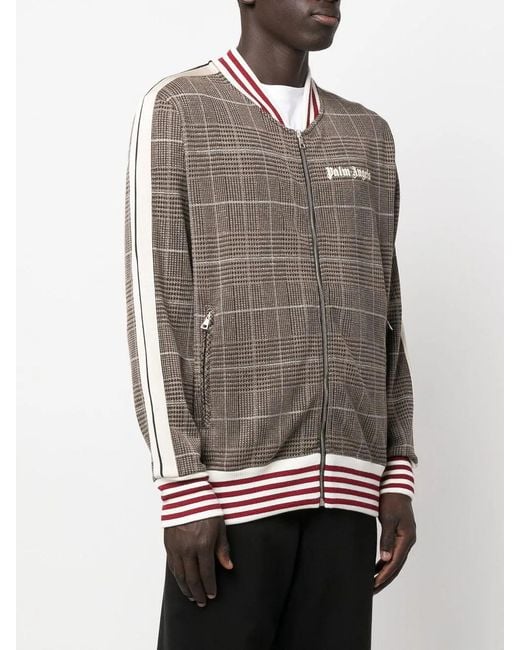 Palm Angels Gray Checked Bomber Jacket for men