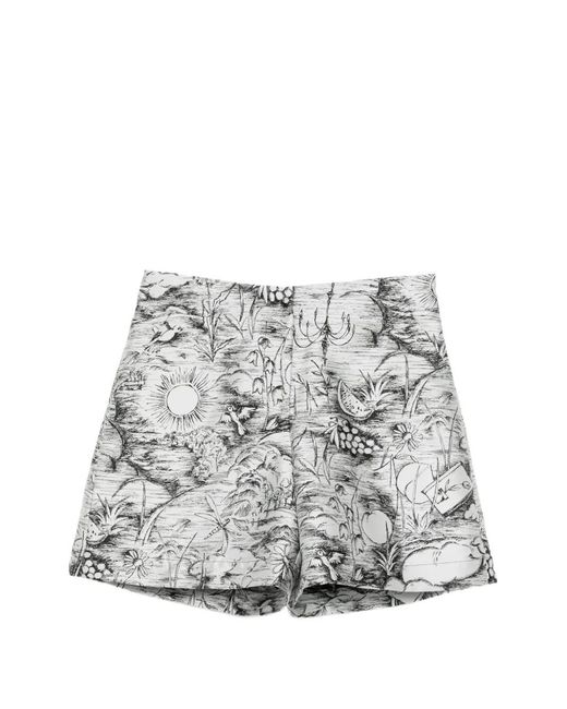 Shiatzy Chen Gray Fête Of Petal Jacquarded Shorts