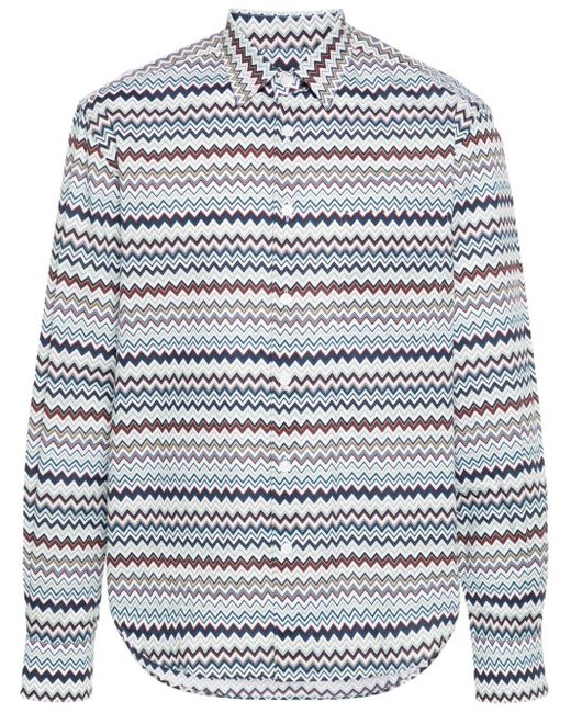 Chemise en coton à motif zig-zag Missoni pour homme en coloris Gray