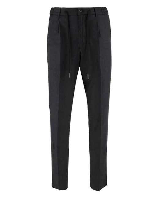 Tagliatore Black Dart-Detail Drawstring Trousers for men
