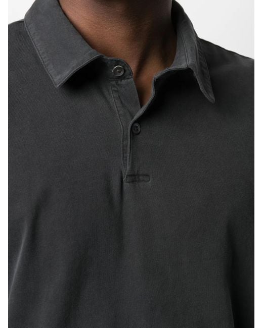 James Perse Gray Sueded-Jersey Polo Shirt for men