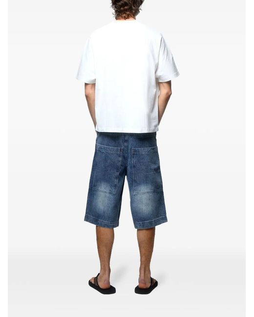 GODMADE Blue Embroidered-Logo Whiskered Shorts for men