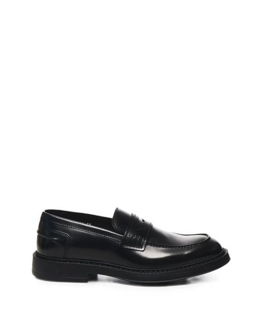 Doucal's Black Leather Loafers for men