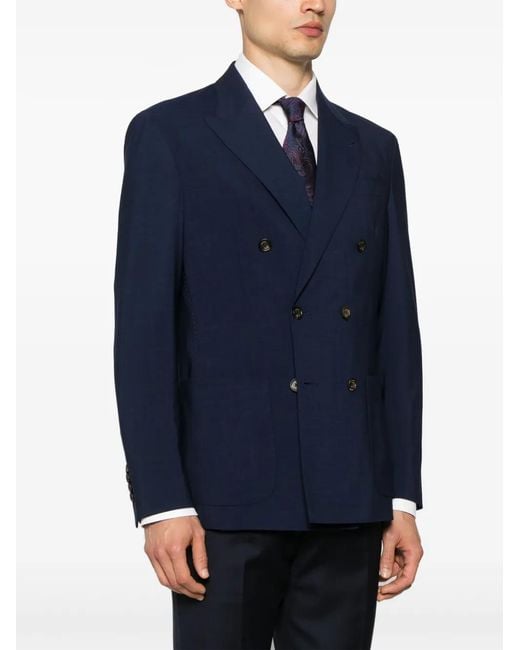 Eleventy Blue Double-Breasted Blazer for men