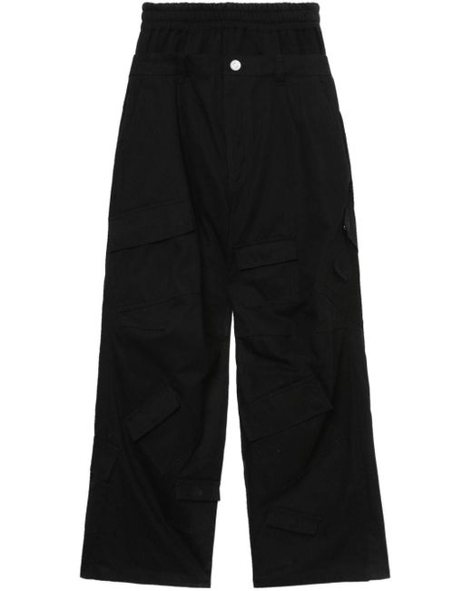 we11done Black Layered Straight-leg Cargo Trousers