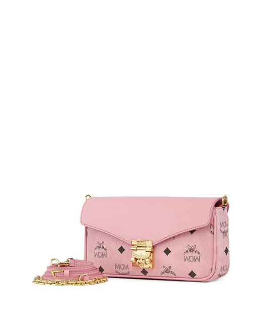 MCM Pink Sacoche Tracy Visetos Médium