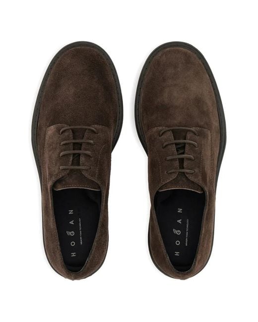 Hogan Brown Urbano Lace-Up Derby Shoes for men