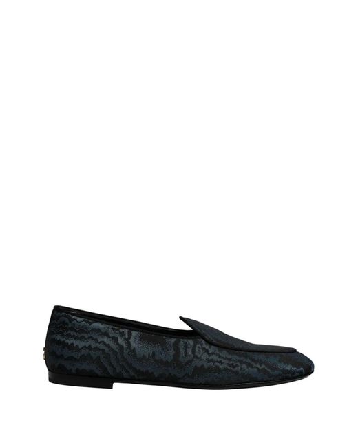 Dolce & Gabbana Black Caravaggio Printed Fabric Loafers for men
