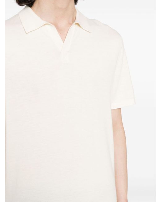 N.Peal Cashmere White Fine-knit Polo Shirt for men