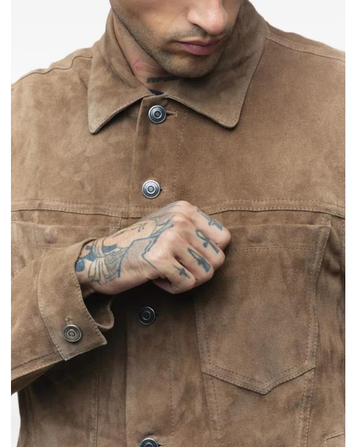 Giorgio Brato Brown Button-Up Suede Jacket for men