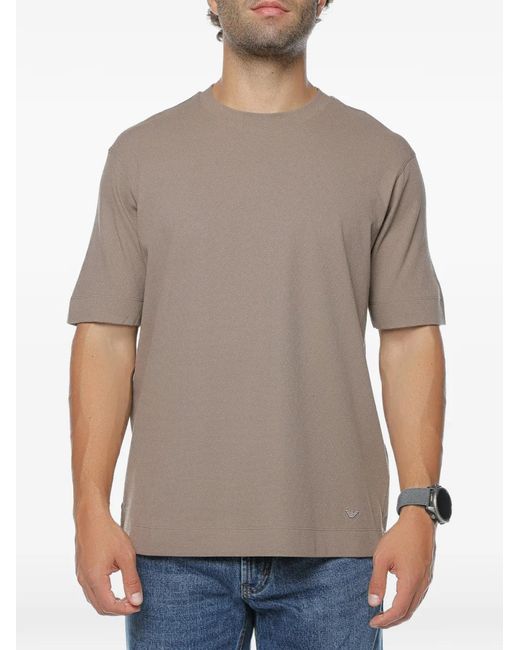 Emporio Armani Gray Textured Logo-Detail T-Shirt for men