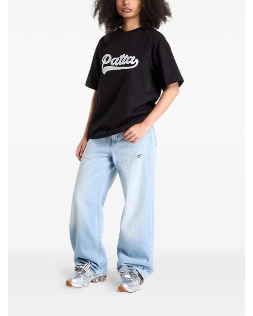 PATTA Black Logo-Patch T-Shirt for men