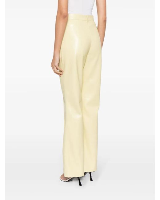 Nanushka Yellow Leena Faux-Leather Flared Trousers